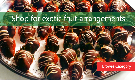 Shop for exotic fruit arrangements.